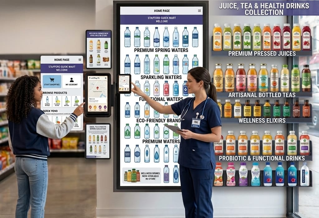 Chilled beverages and snacks ready for a refreshment selection